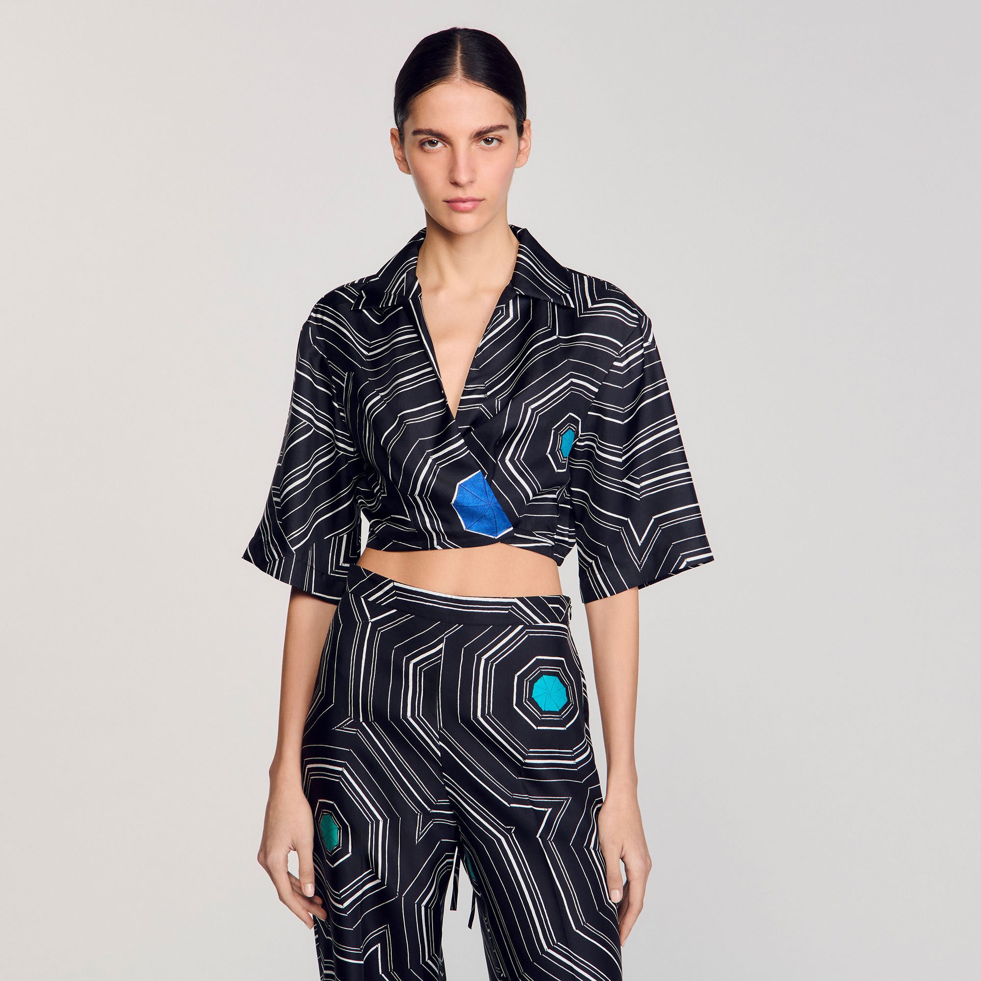 Seidenhemd mit Spiralenprint