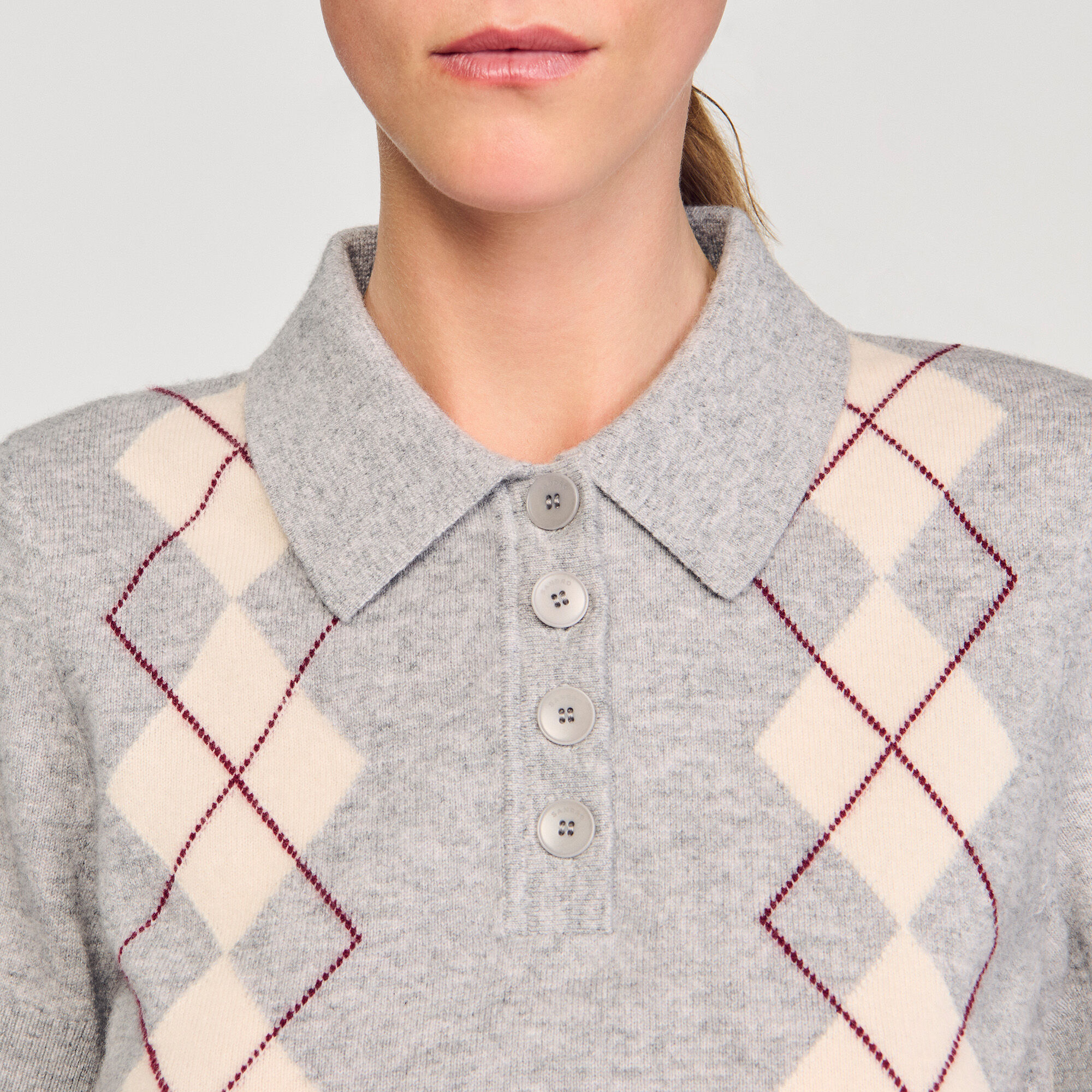Pullover mit Rauten und Polokragen