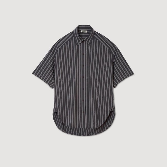 Gestreiftes Oversize-Hemd Strass