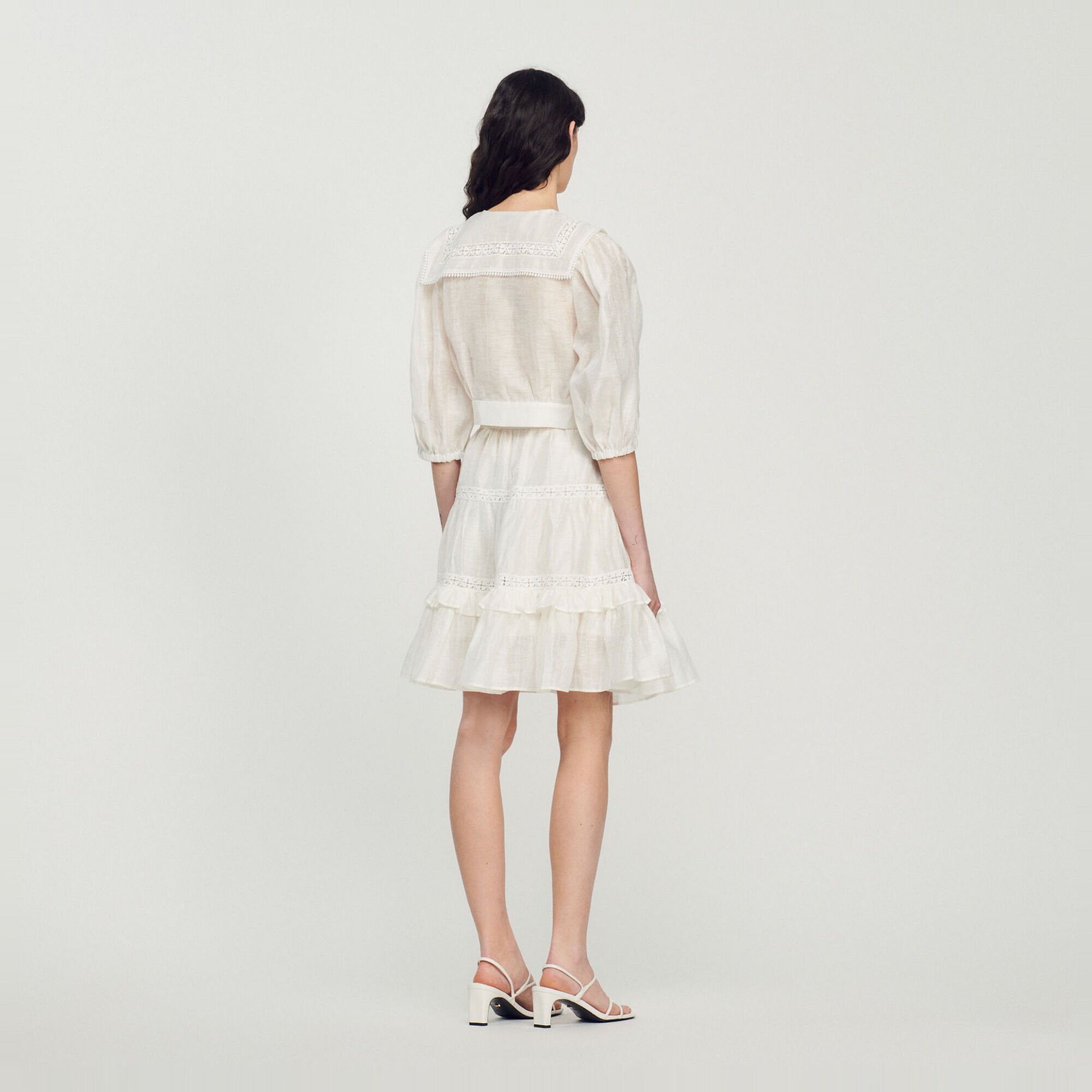 Hemdbluse mit Ausschnitt mit Spitze