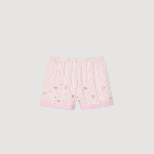 Gestreifte Shorts mit Strassbesatz