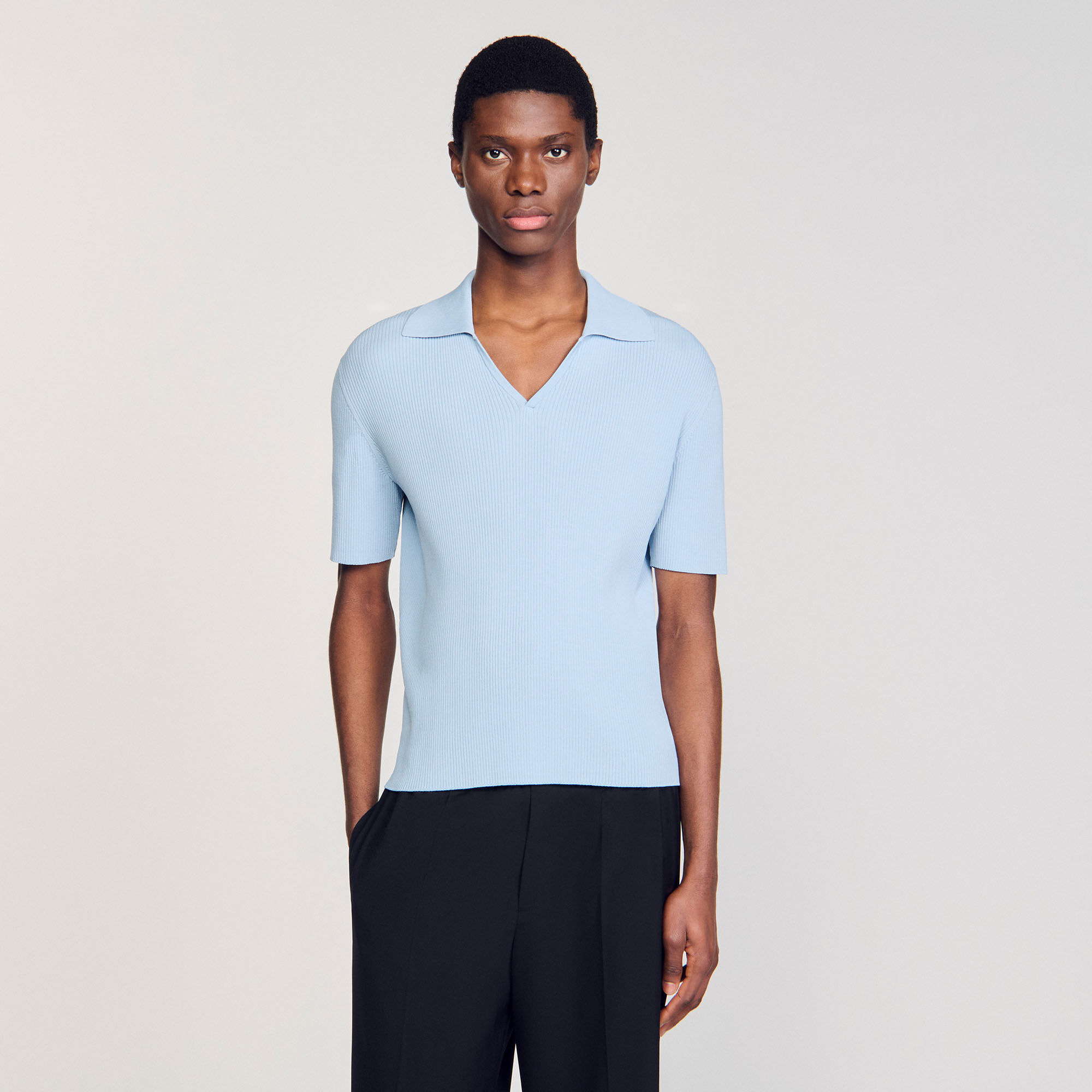 Poloshirt aus Rippstrick