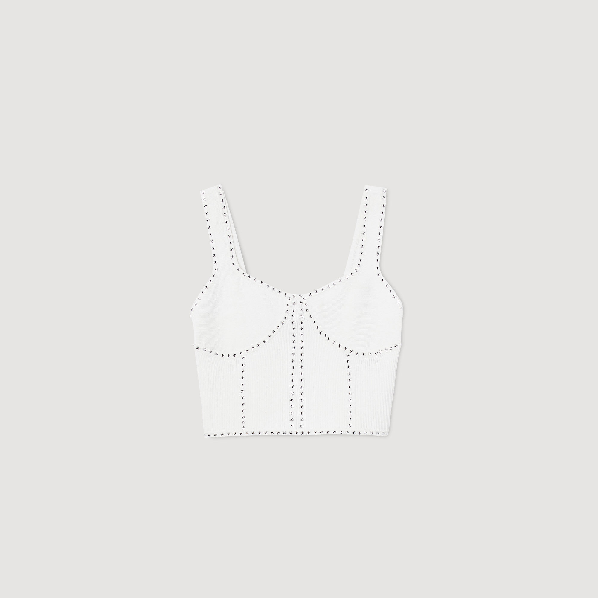 Kurzes Stricktop mit Strassverzierung