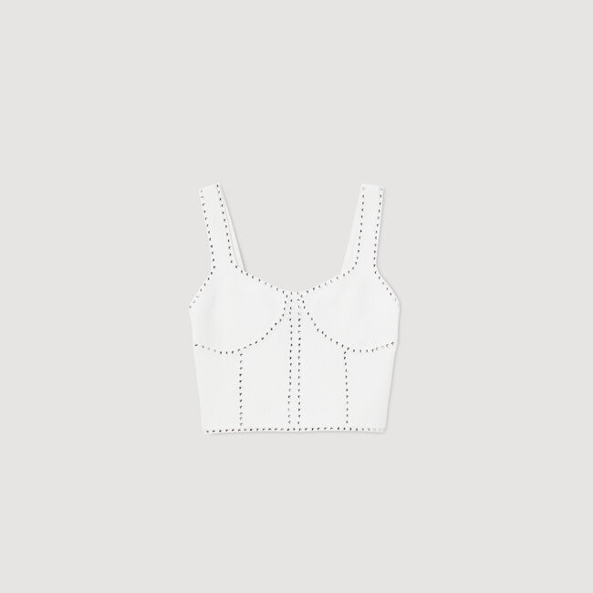 Kurzes Stricktop mit Strassverzierung