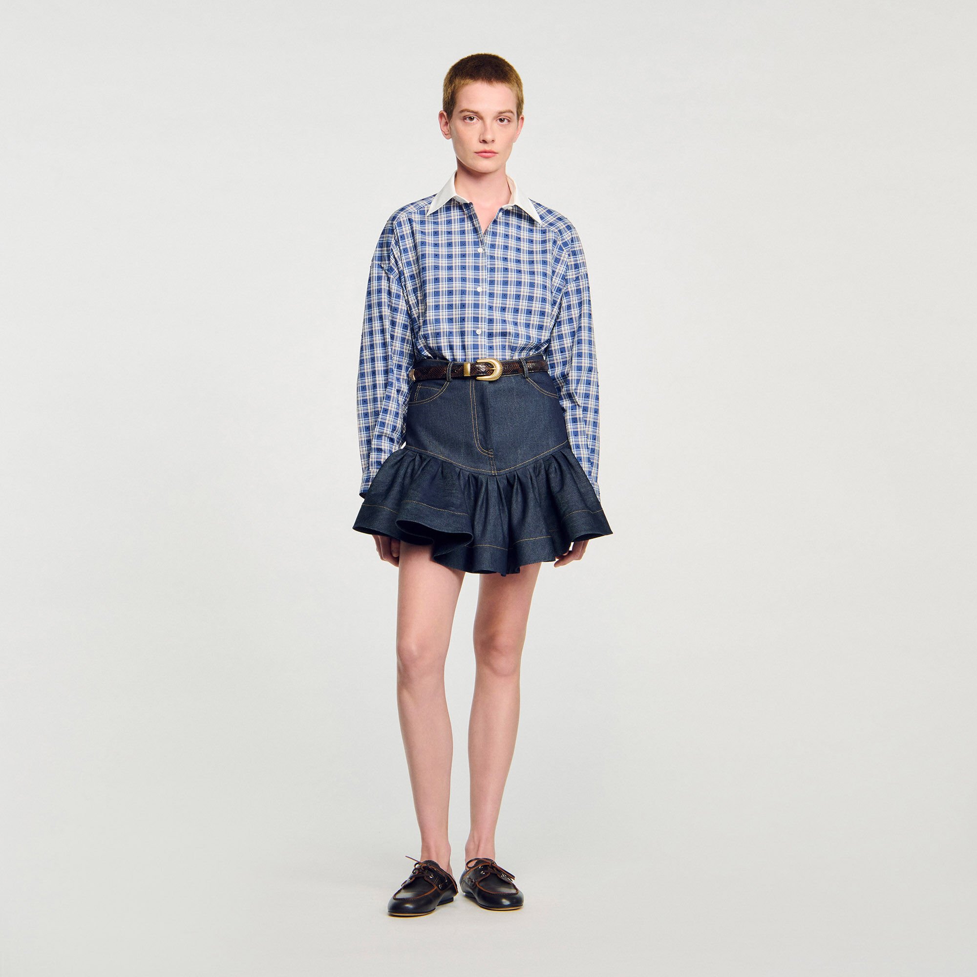 Kurzer Jeansrock mit Volants