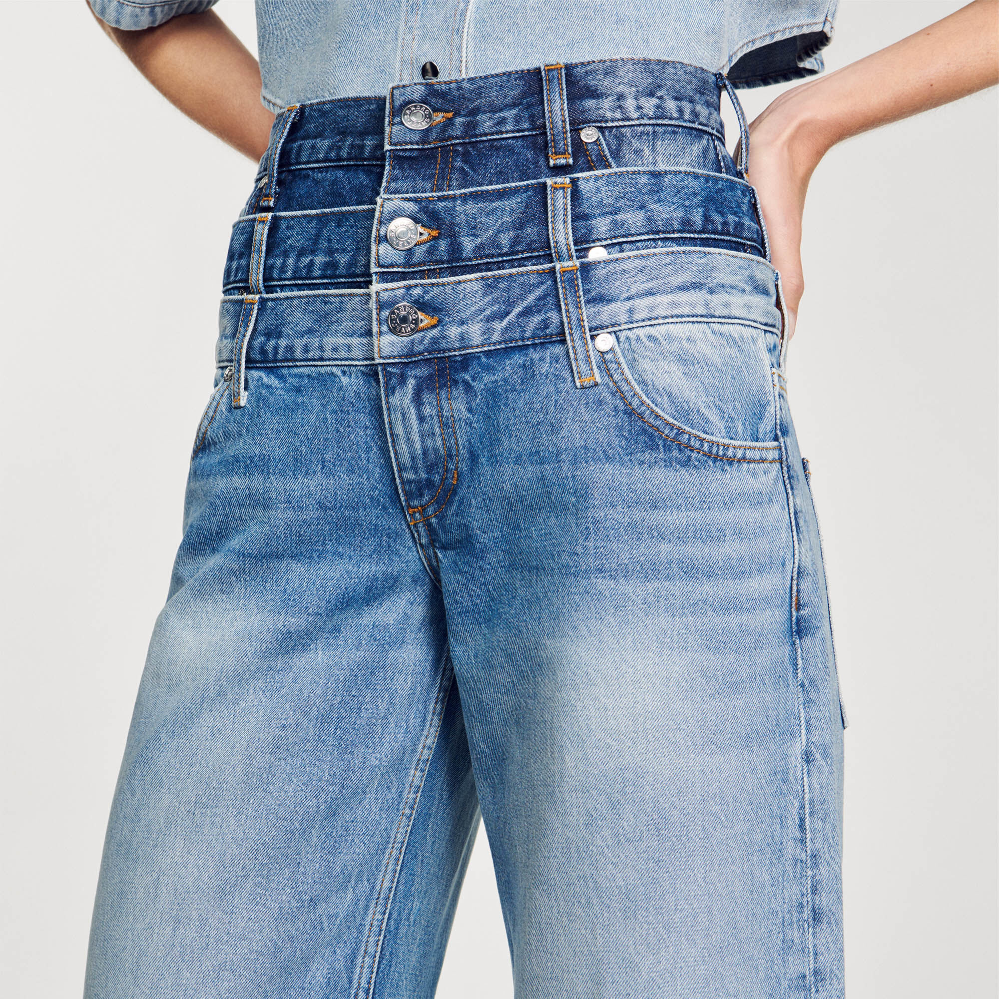 Jeans mit dreifachem Hosenbund Blue | Sandro Paris
