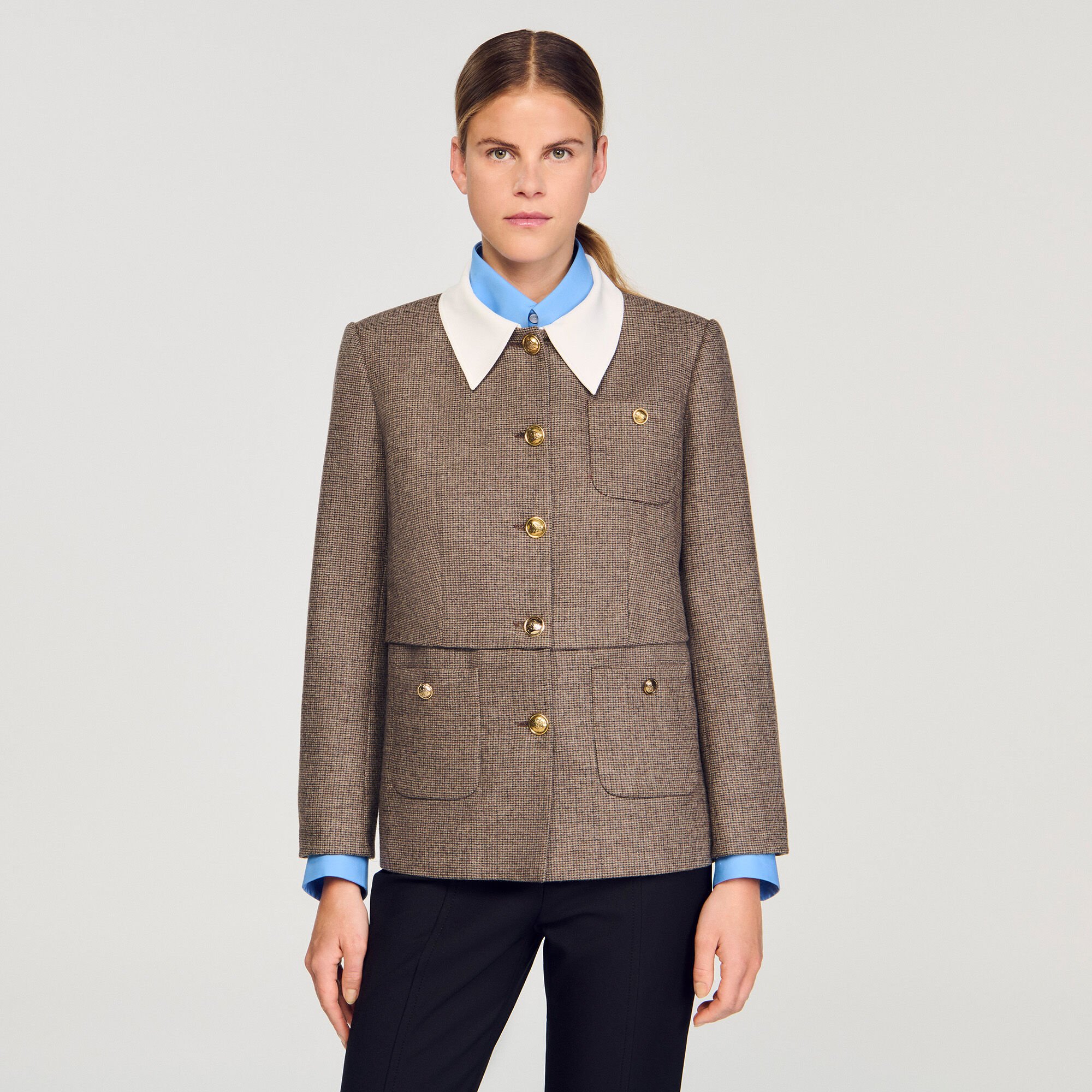 Blazer mit Hahnentrittmuster