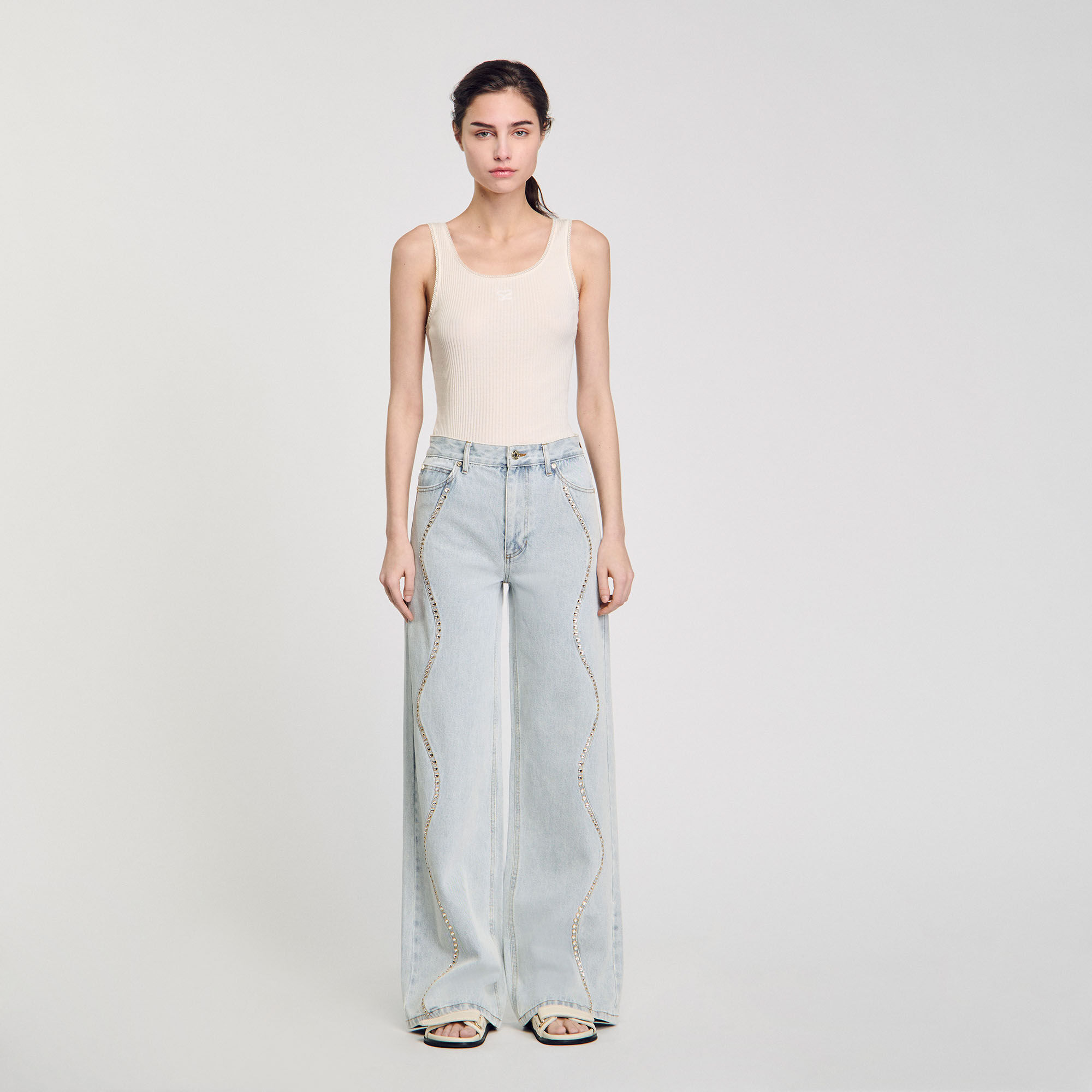 Jeans mit Strassstreifen