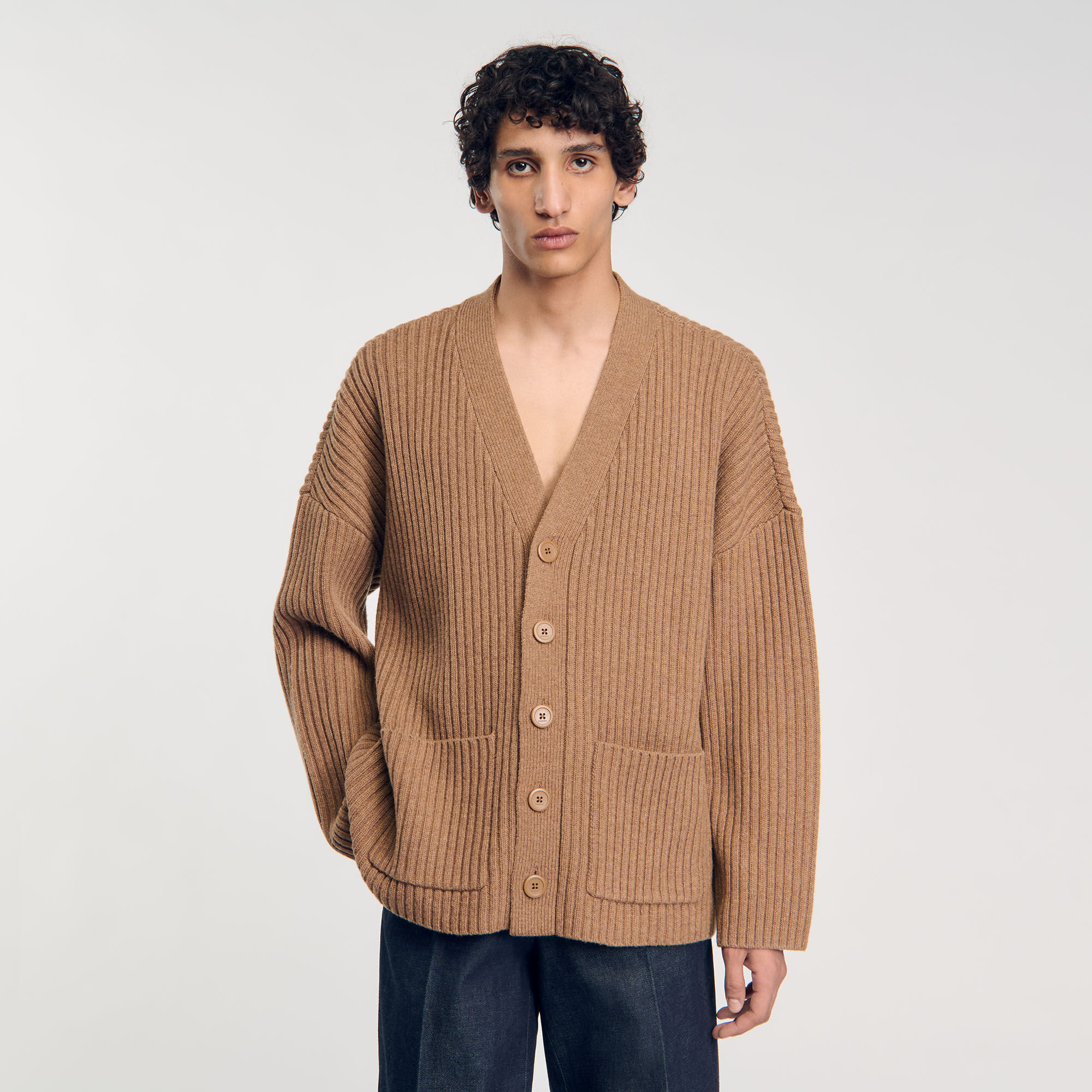 Oversize-Cardigan mit Rippenmuster