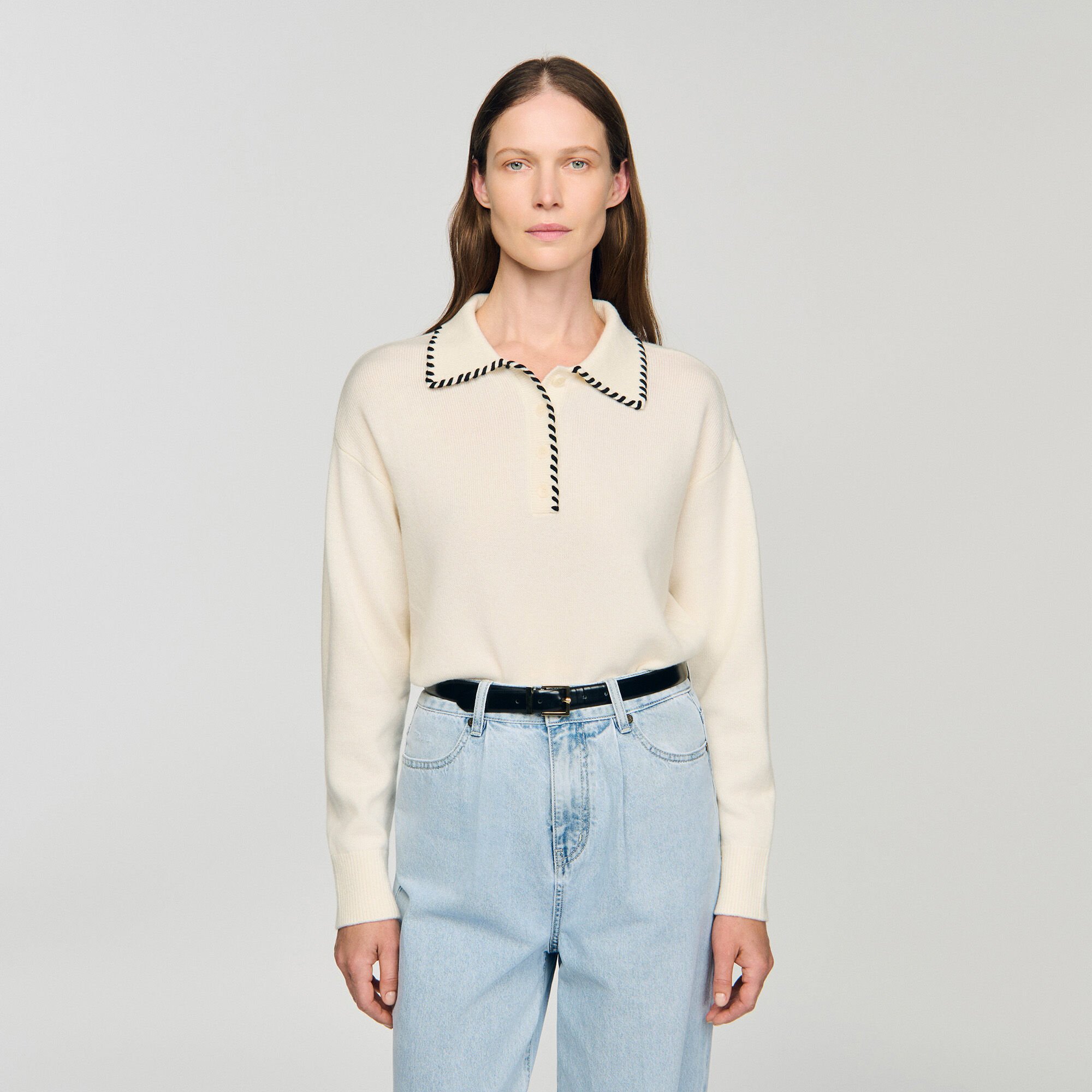 Pullover mit Kontrast-Polokragen