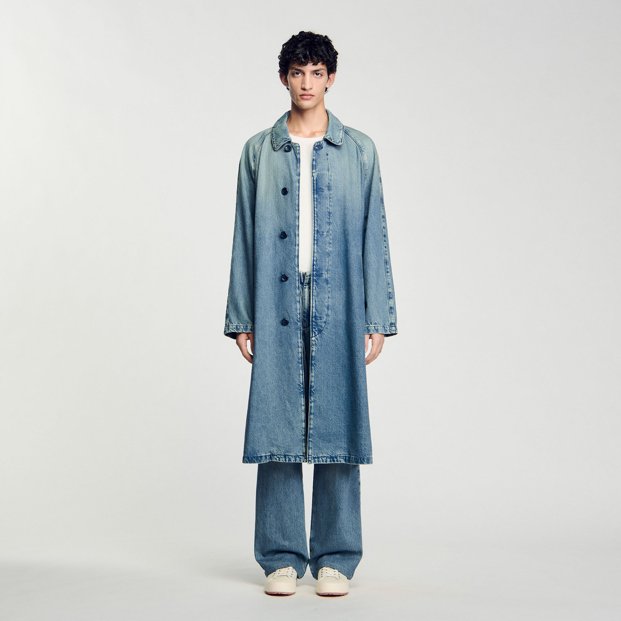 Langer Mantel aus Jeansstoff