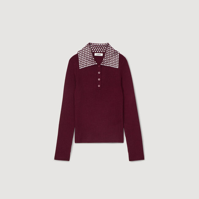 Pullover mit Kragen und Zierplättchen
