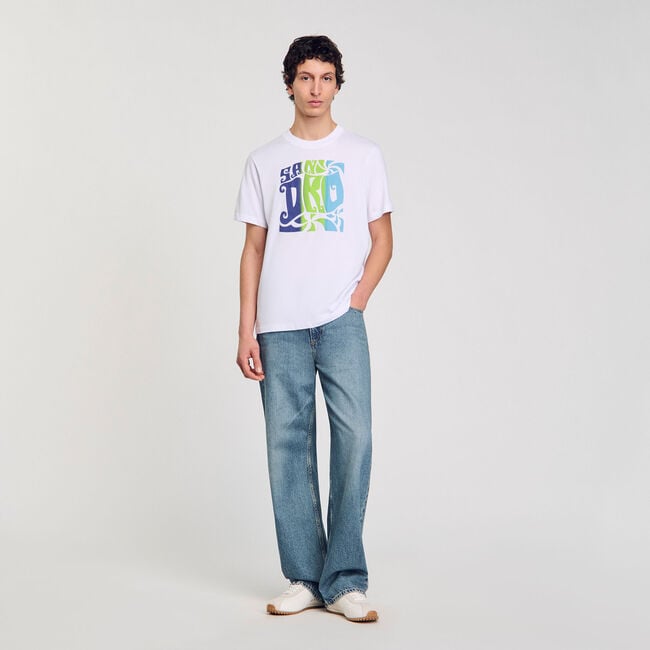 Baumwoll-T-Shirt mit Wellenmuster