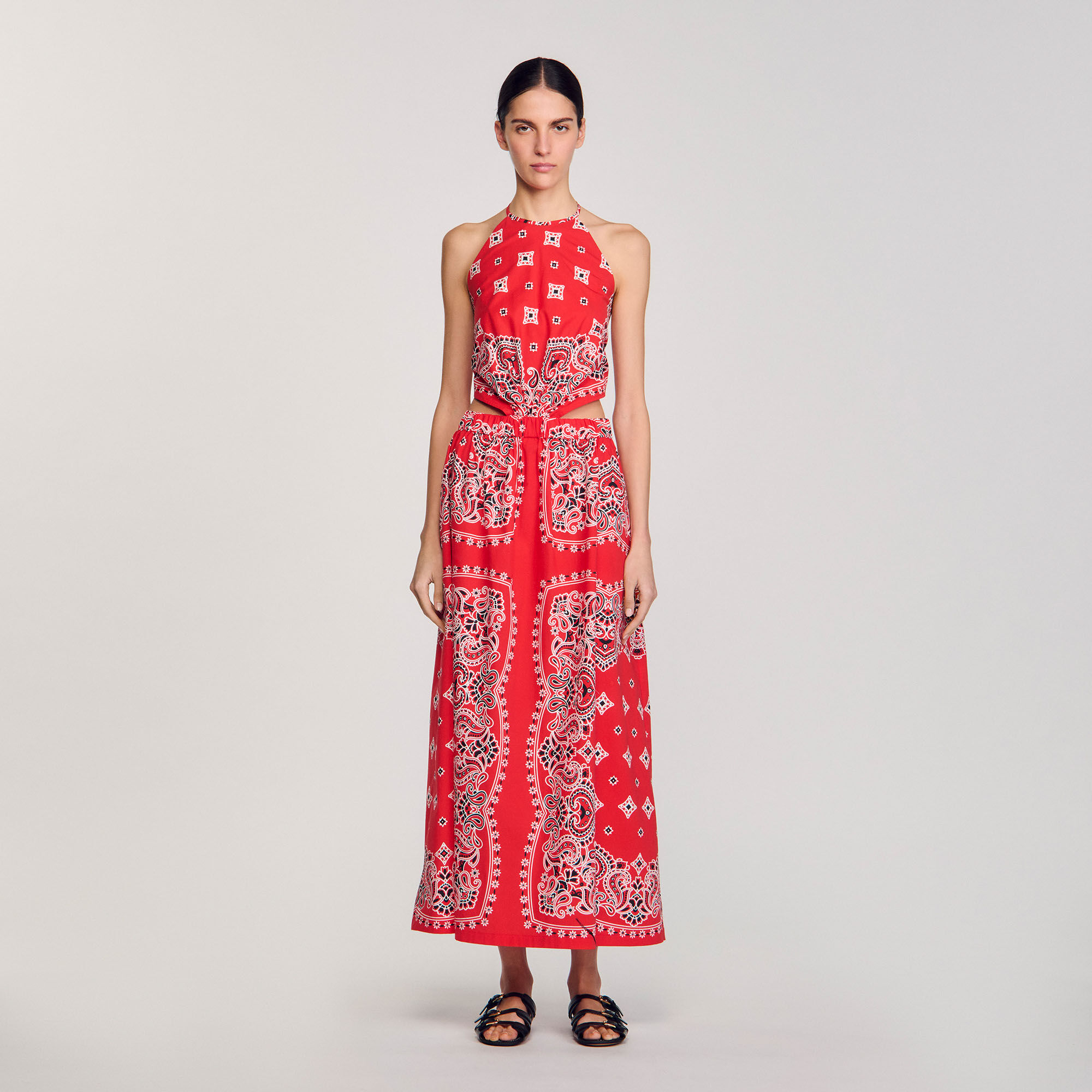 Langes Kleid mit Bandana-Muster