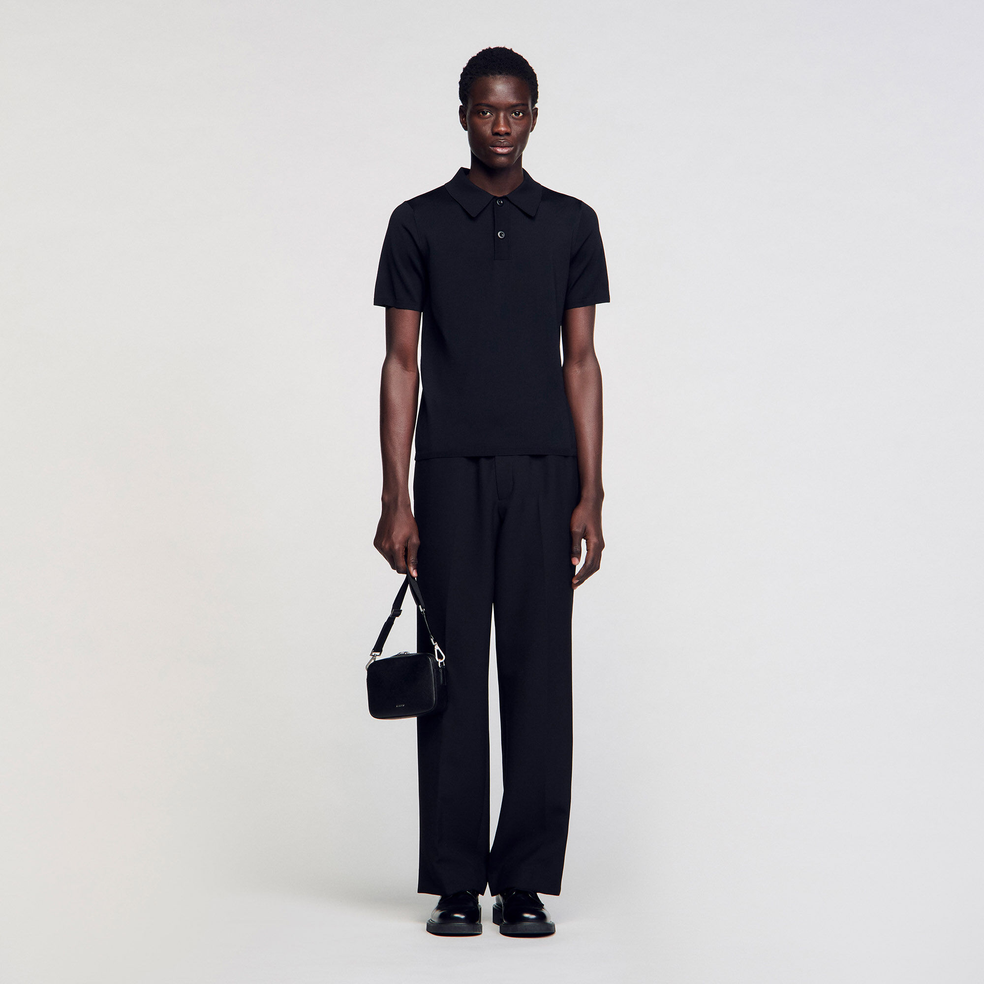 Strick-Poloshirt mit kurzen Ärmeln