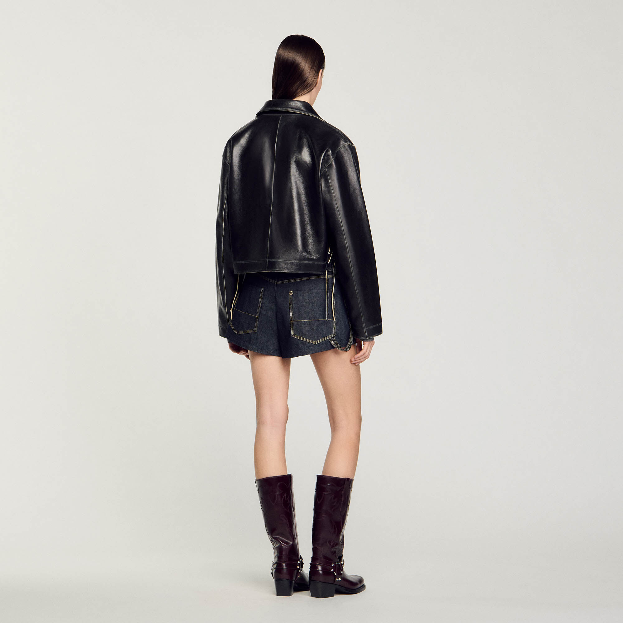 Blouson aus Leder im Vintage-Stil
