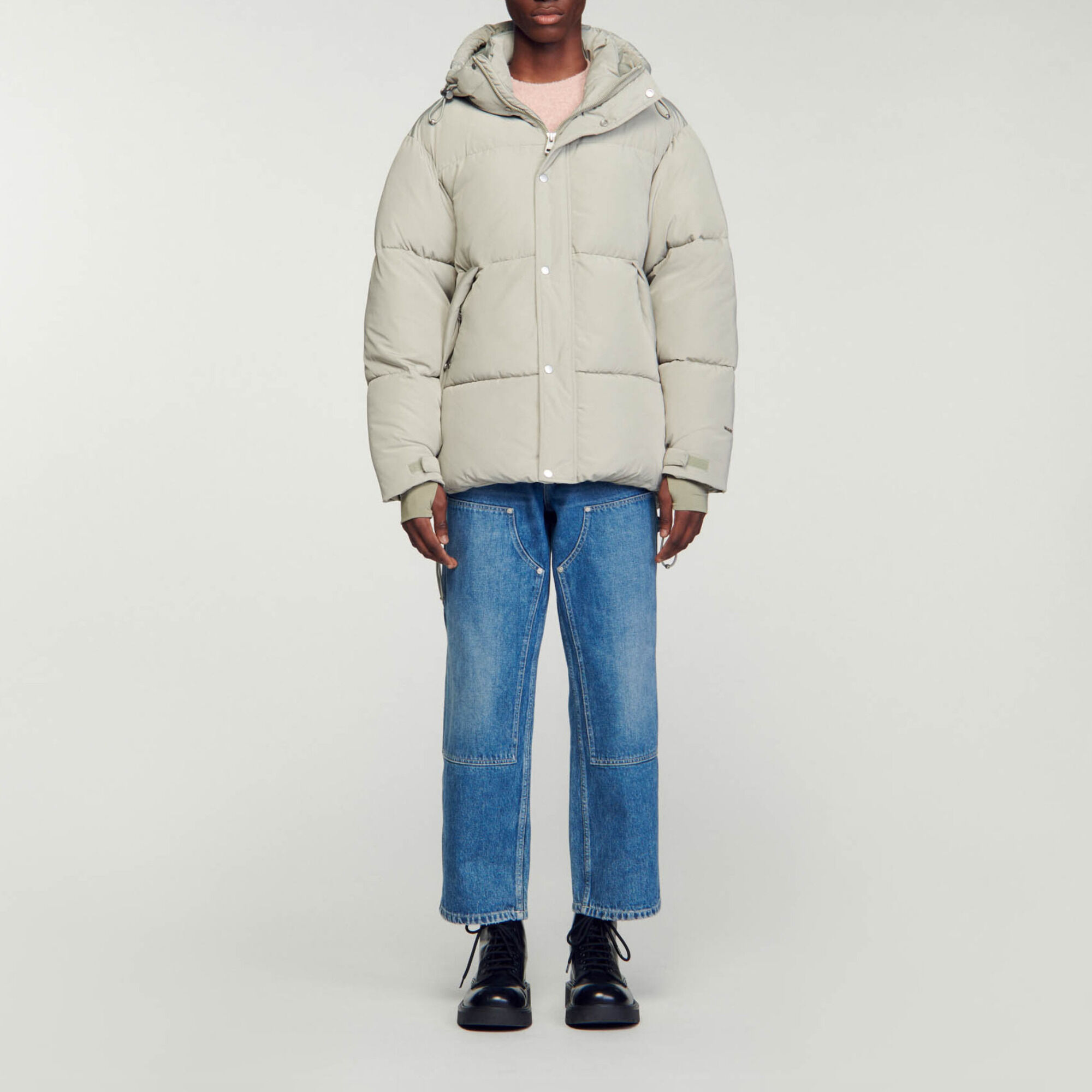3/4-Daunenjacke mit Kapuze