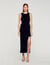 Langes Kleid mit Strass und Schlitz