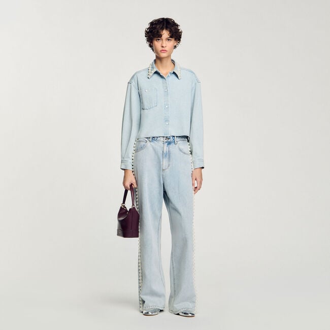 Jeans mit Perlenbesatz