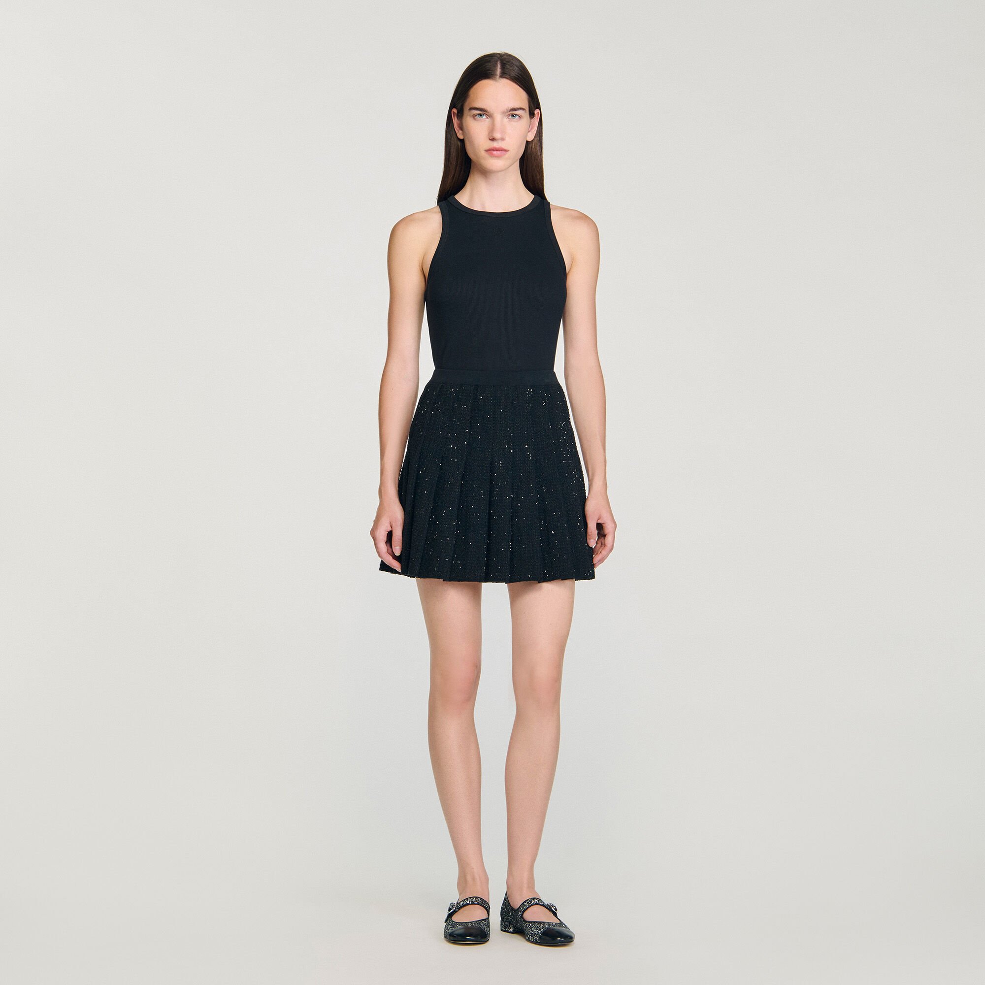 Kurzer Plisseerock aus Tweed