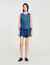 Top aus Denim mit Strass