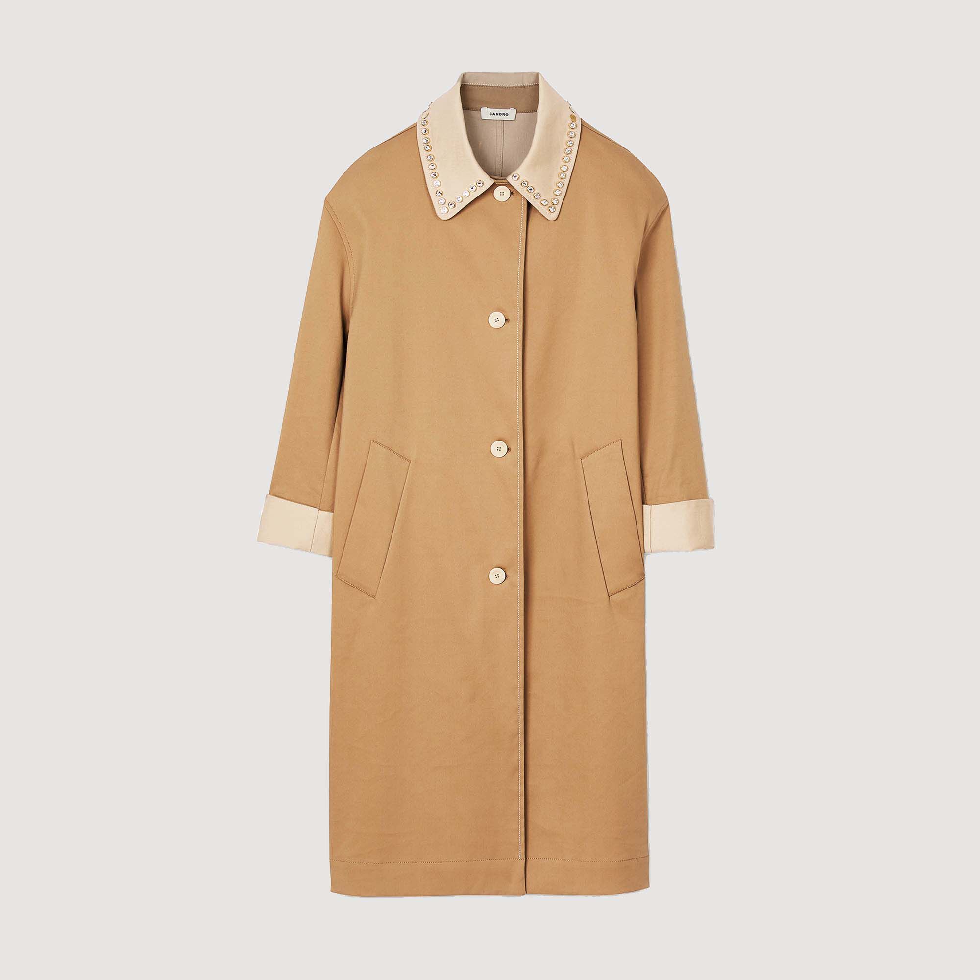 Trenchcoat mit Strasskragen