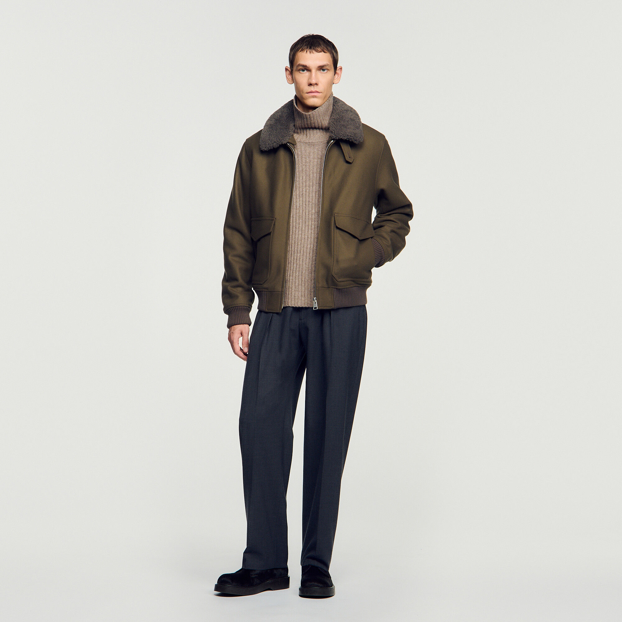 Fliegerjacke aus Wolle mit Kragen - Herren | Sandro