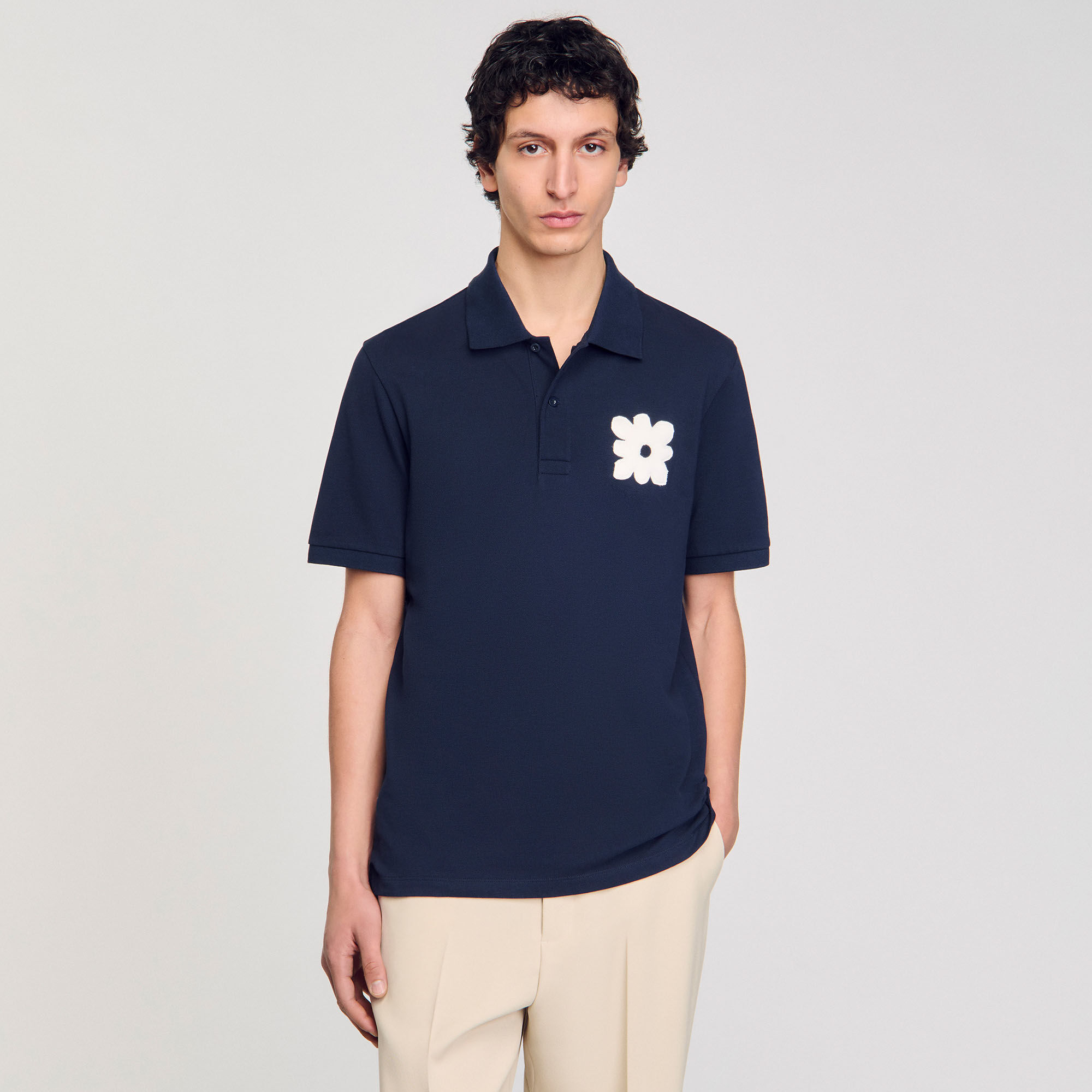 Polohemd mit Blumen-Patch