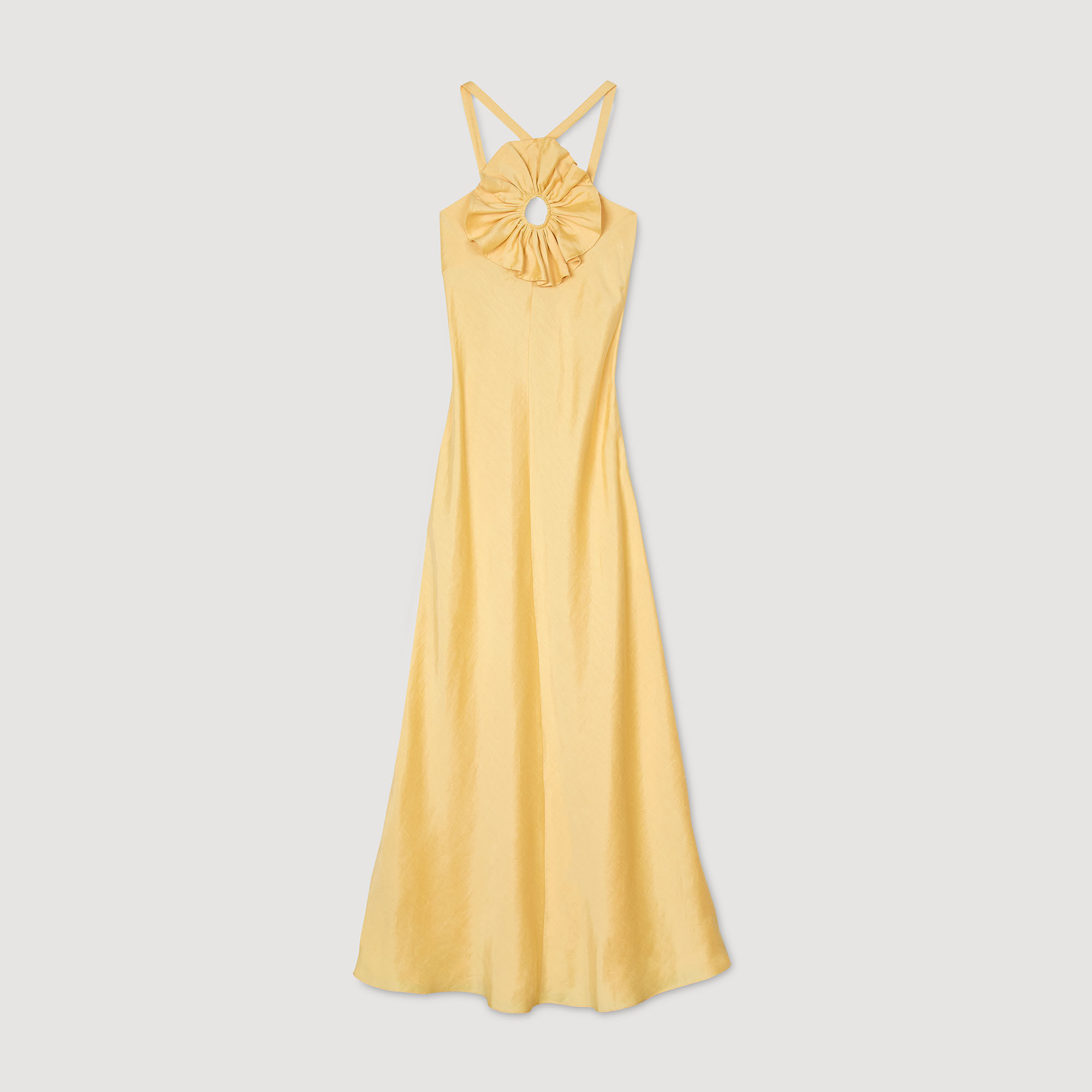 Langes Kleid mit Volant-Detail