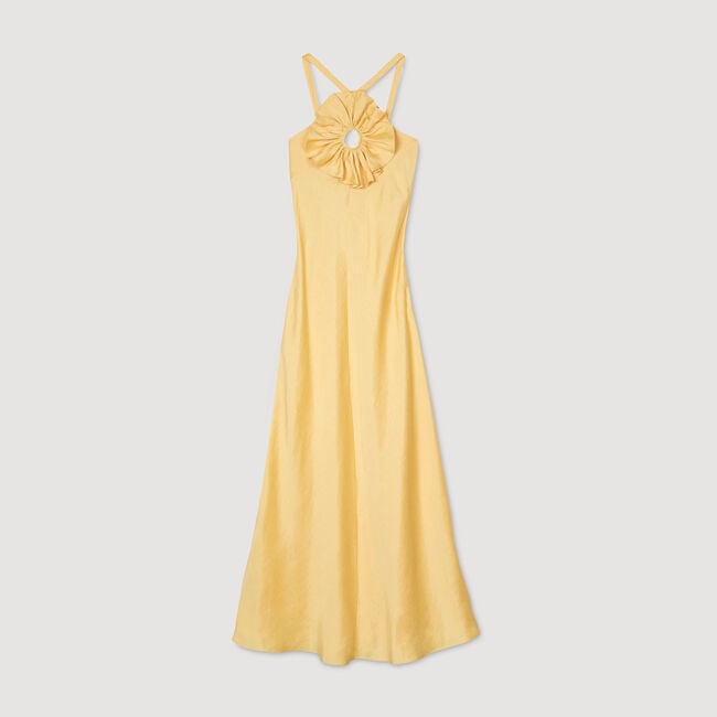 Langes Kleid mit Volant-Detail
