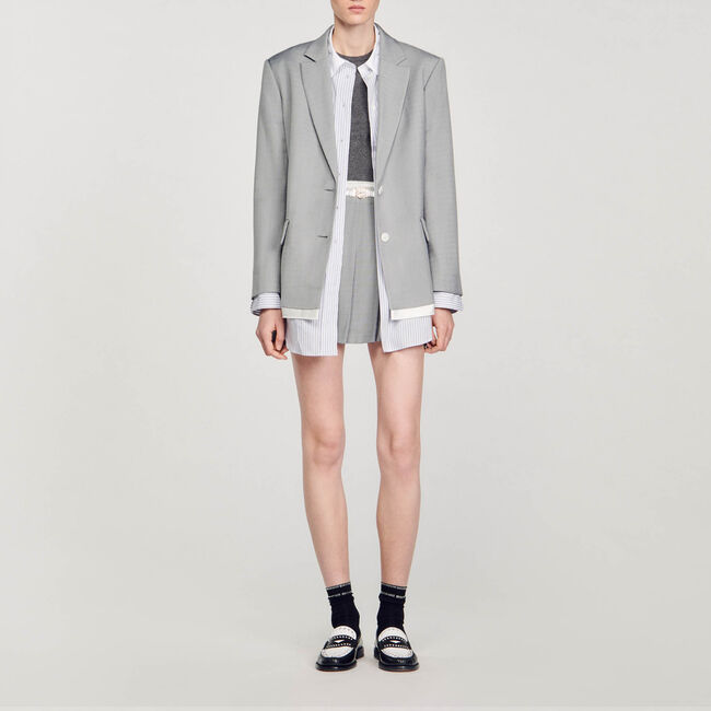 Anzugjacke mit Satin-Elementen