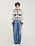 Streifen-Cardigan mit Denim-Details
