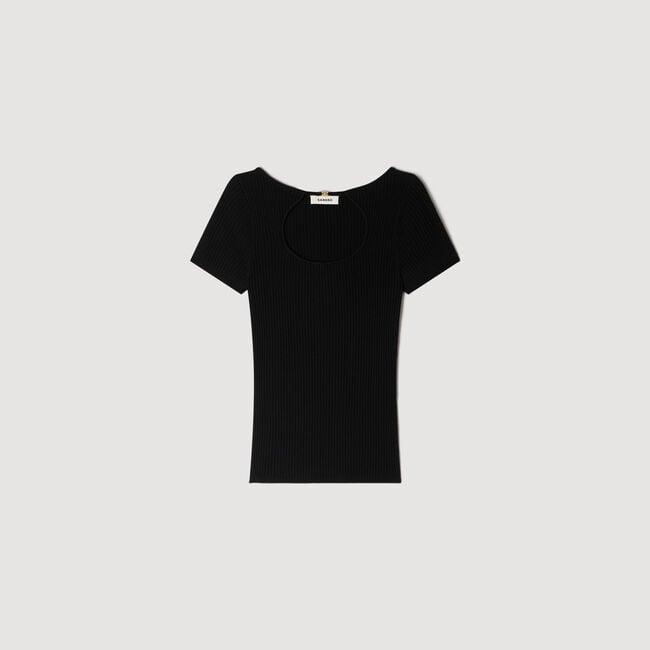 Pullover mit Lochmusterkragen