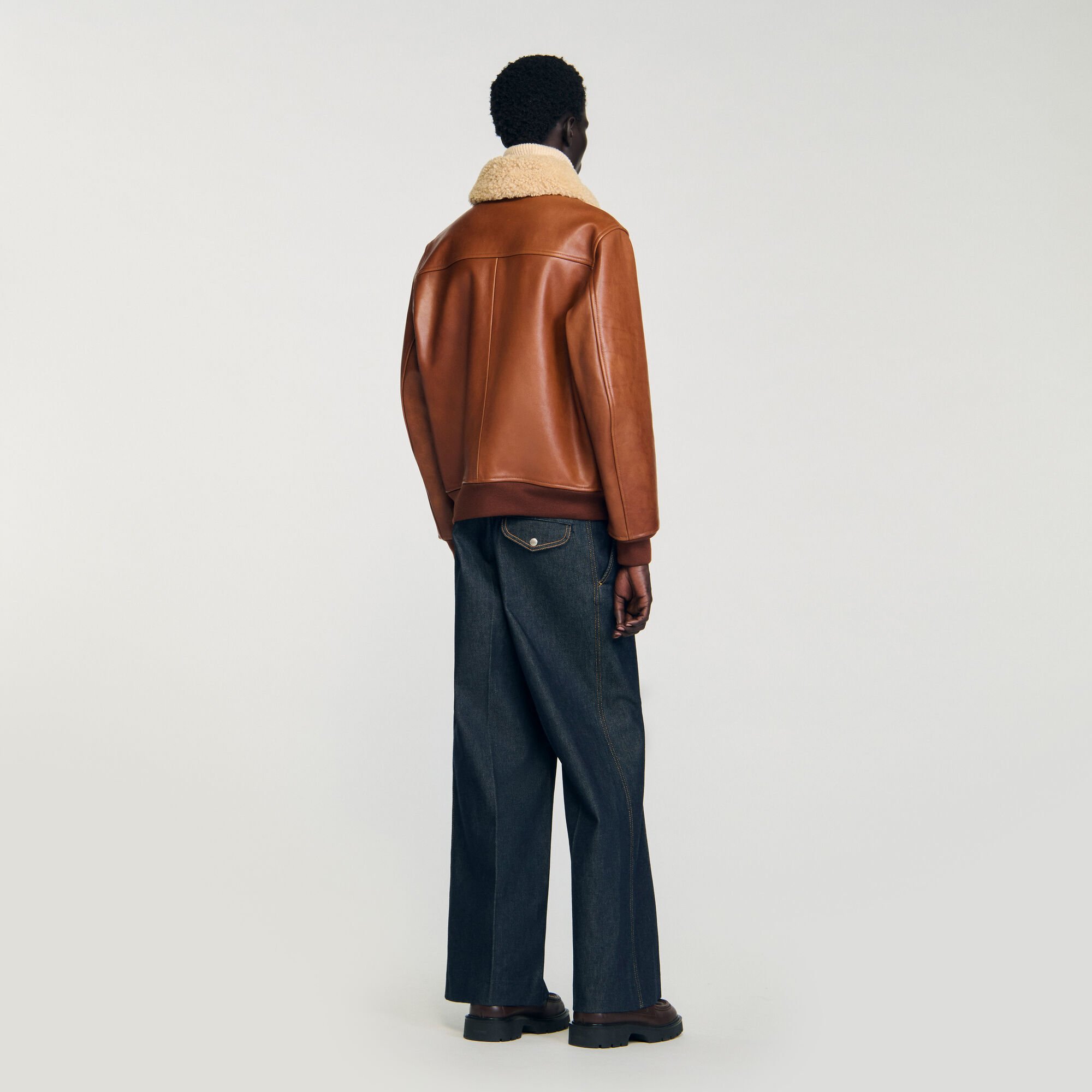Lederjacke mit Fellkragen