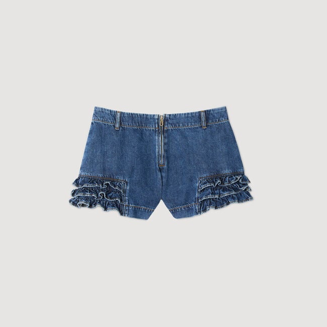 Shorts aus Denim mit Volants
