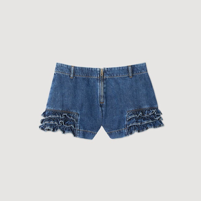 Shorts aus Denim mit Volants