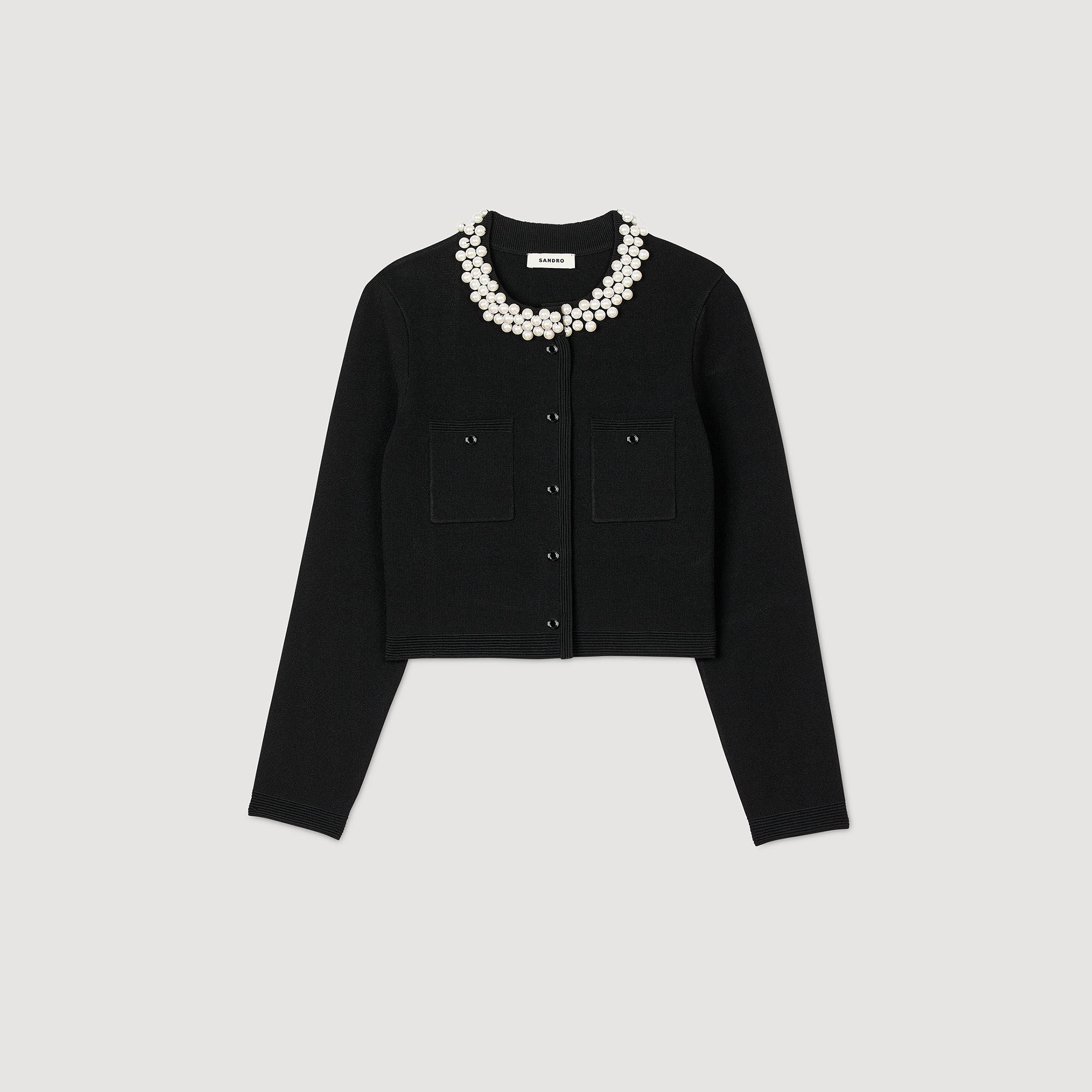 Cardigan mit Perlenkragen