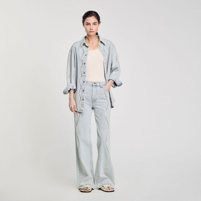 Jeans mit Strassstreifen