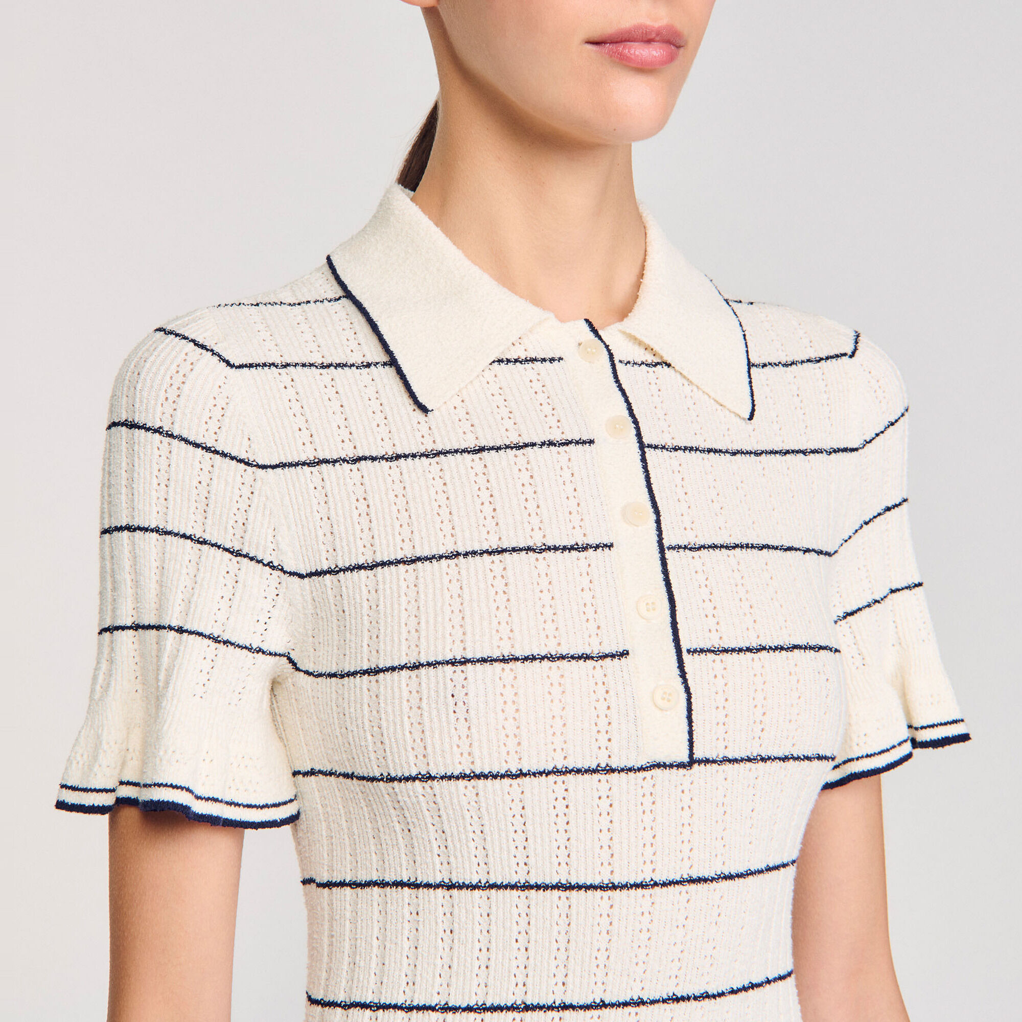 Langes Strickkleid mit Polokragen