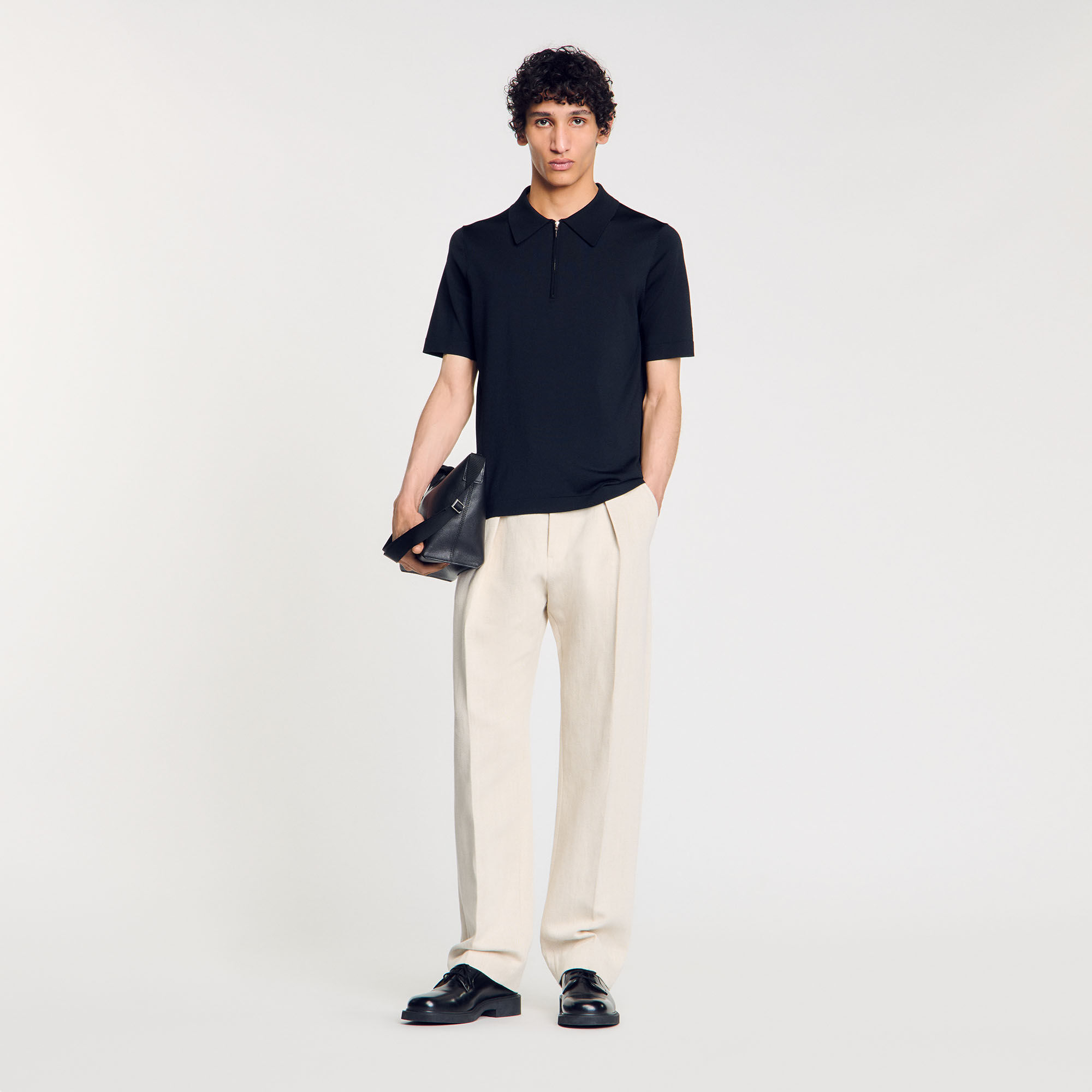 Poloshirt aus Strick mit Reißverschluss