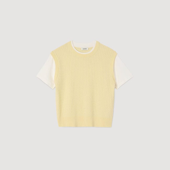 Strickpullover aus Materialmix