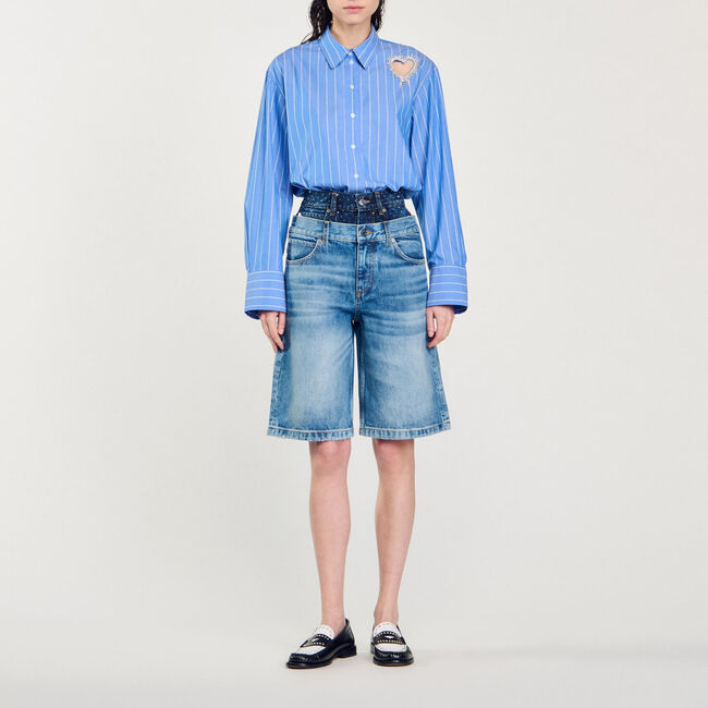 Bermudashorts aus Jeans mit Doppelgürtel