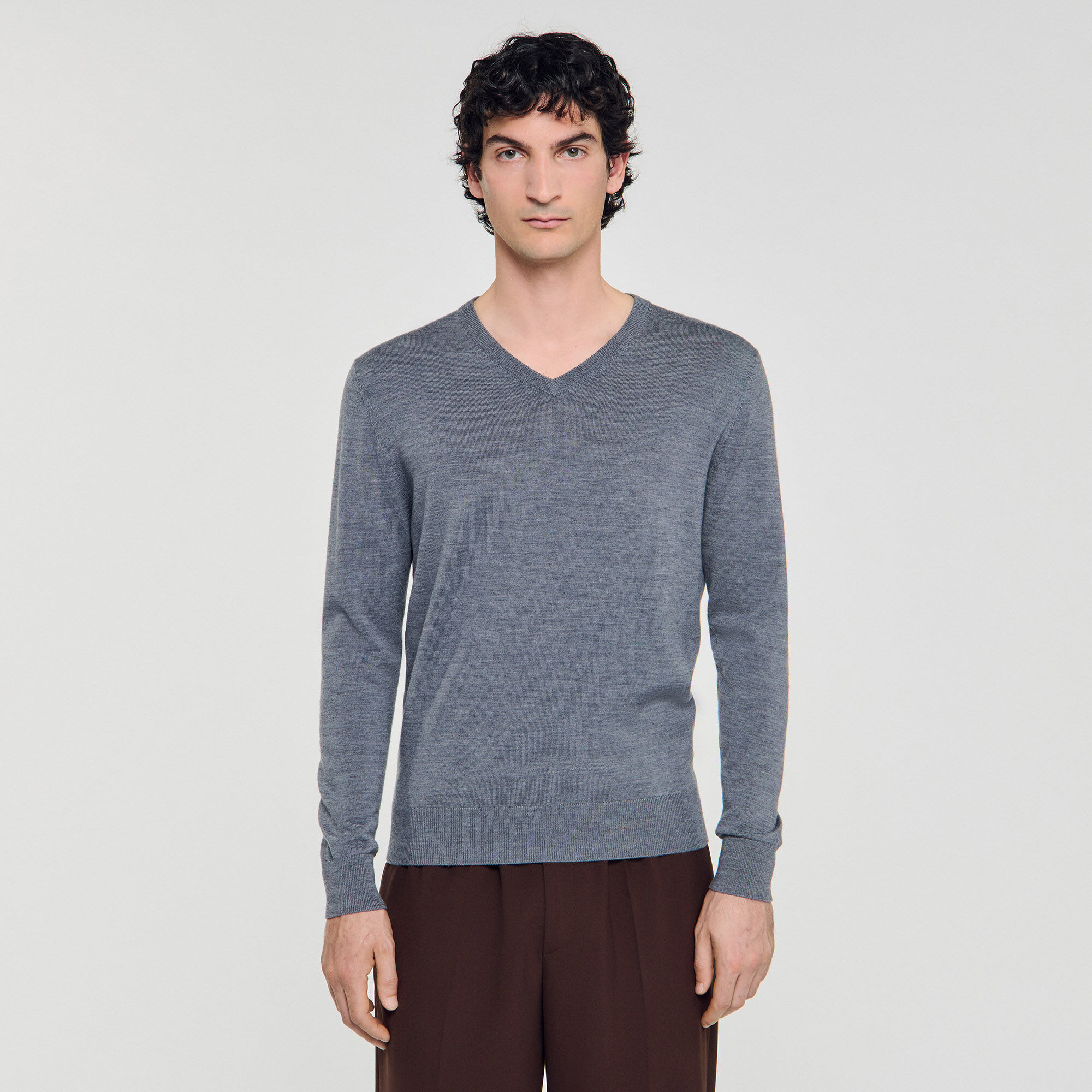 V-Ausschnittpullover aus Wolle