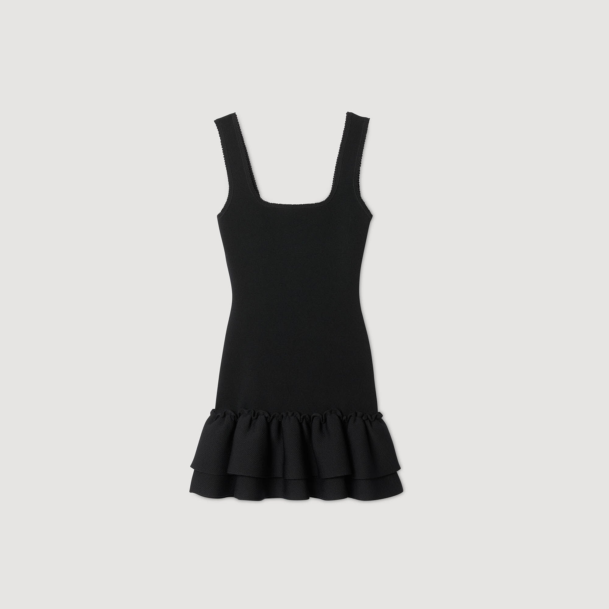 Kurzes Strickkleid mit Volant
