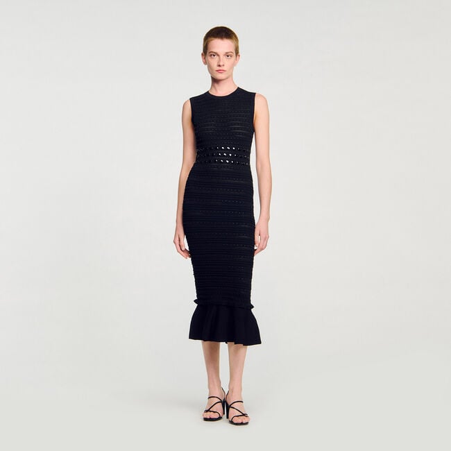 Langes Strickkleid mit Nieten