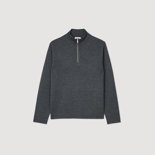 Wollpullover mit Reißverschlusskragen