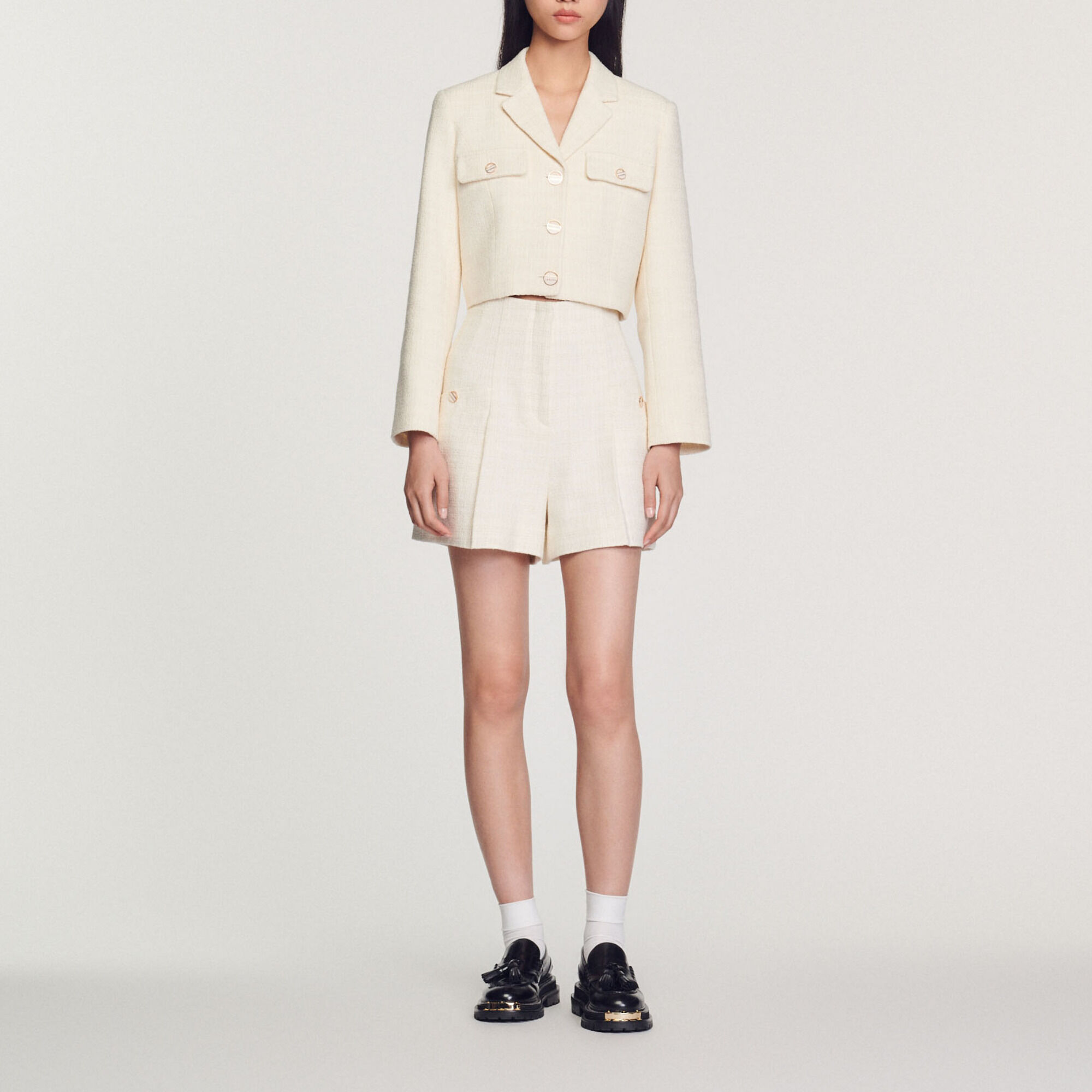 Shorts mit hohem Bund aus Tweed