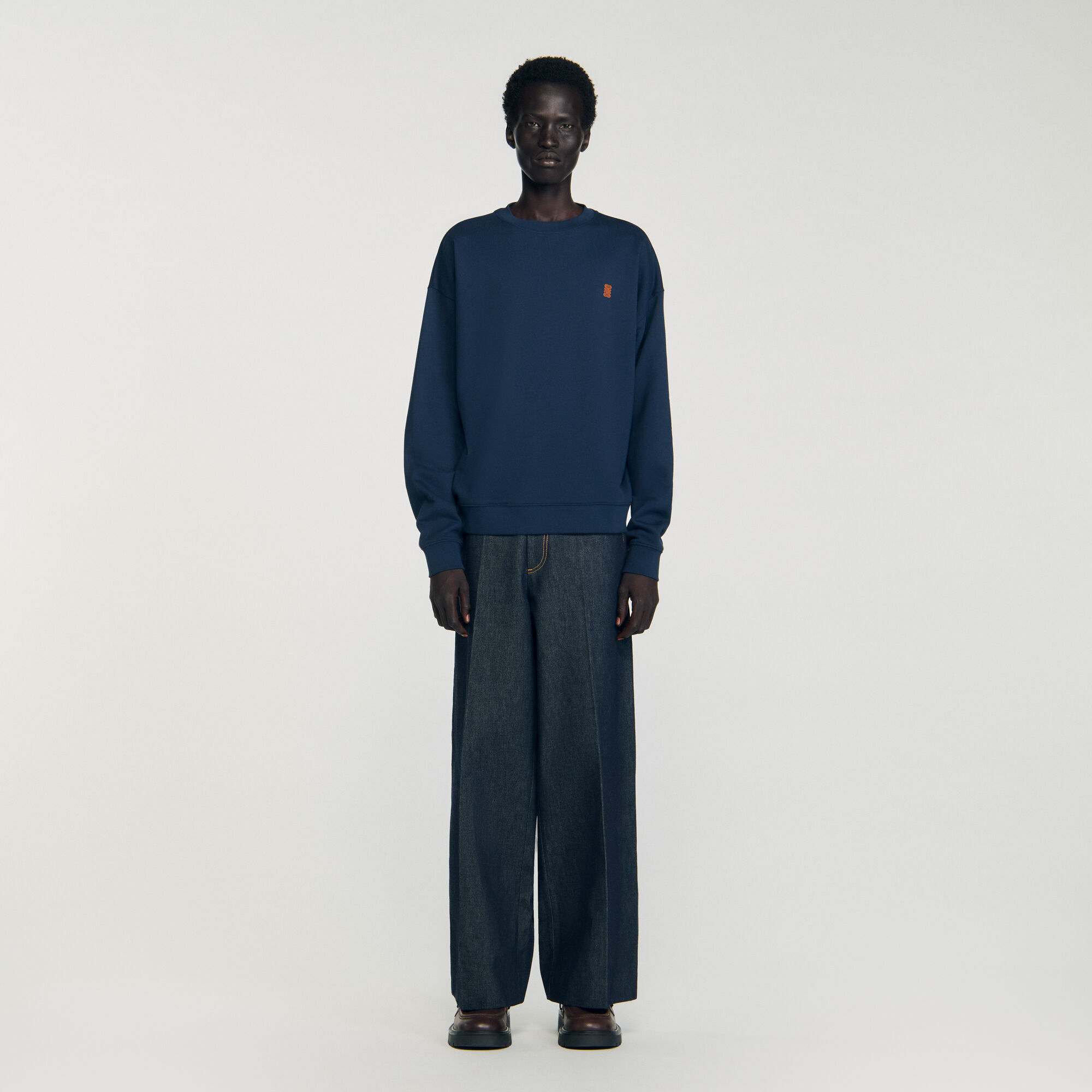 Oversize-Sweatshirt mit Leder-Patch