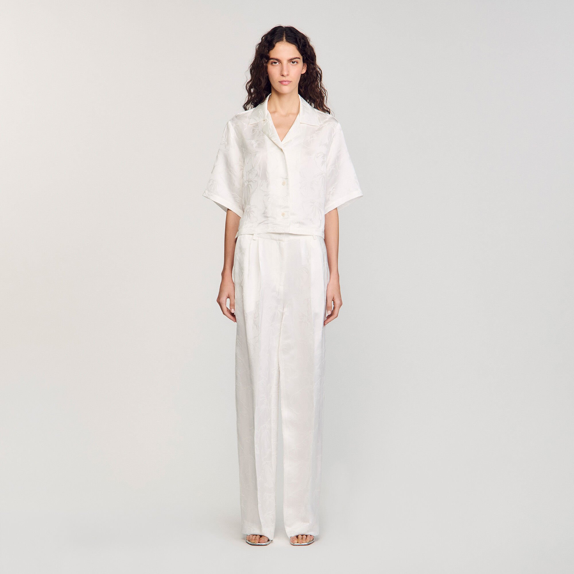 Kurzes Hemd mit Jacquard-Bloem