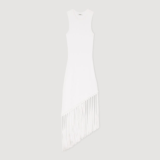 Langes Kleid mit Häkeldetails